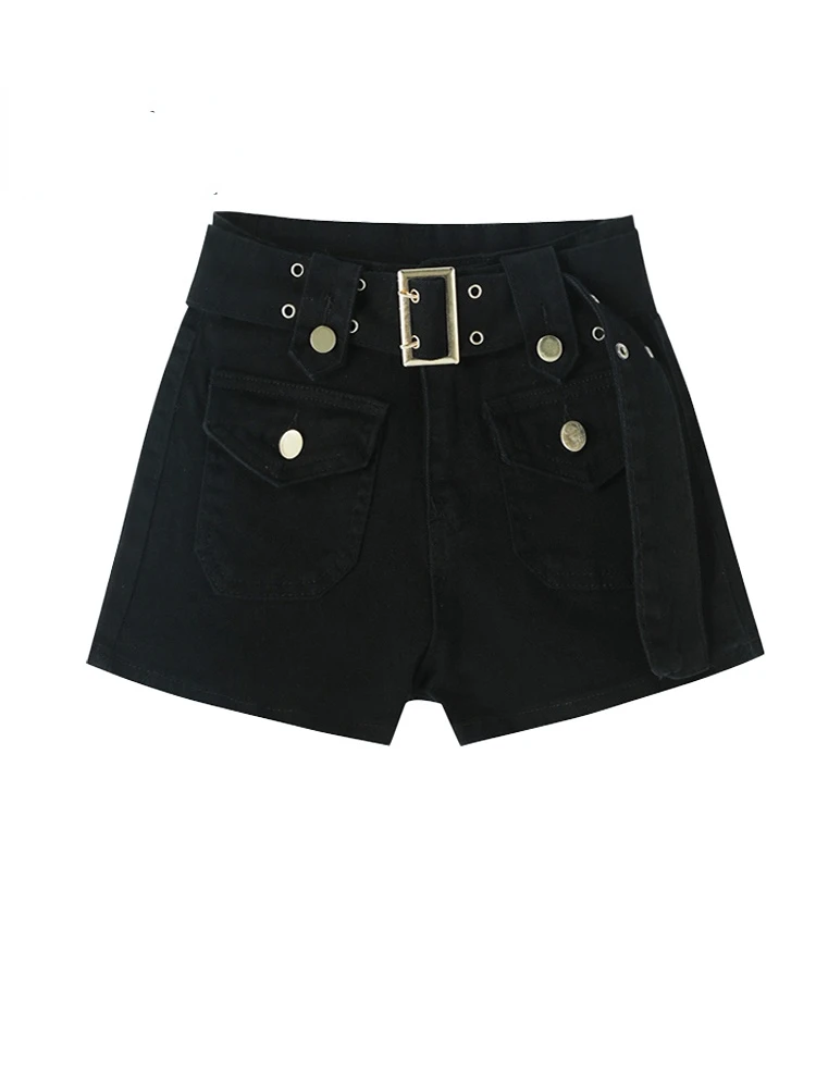 

Женские джинсовые шорты с высокой талией, черные готические шорты в стиле Харадзюку, повседневные шорты в Корейском стиле, модель Y2k на лето, 2023