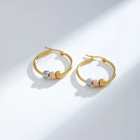 fashion stainless steel large smallcircle round metal gold color hoop earrings for women girl jewelry gift