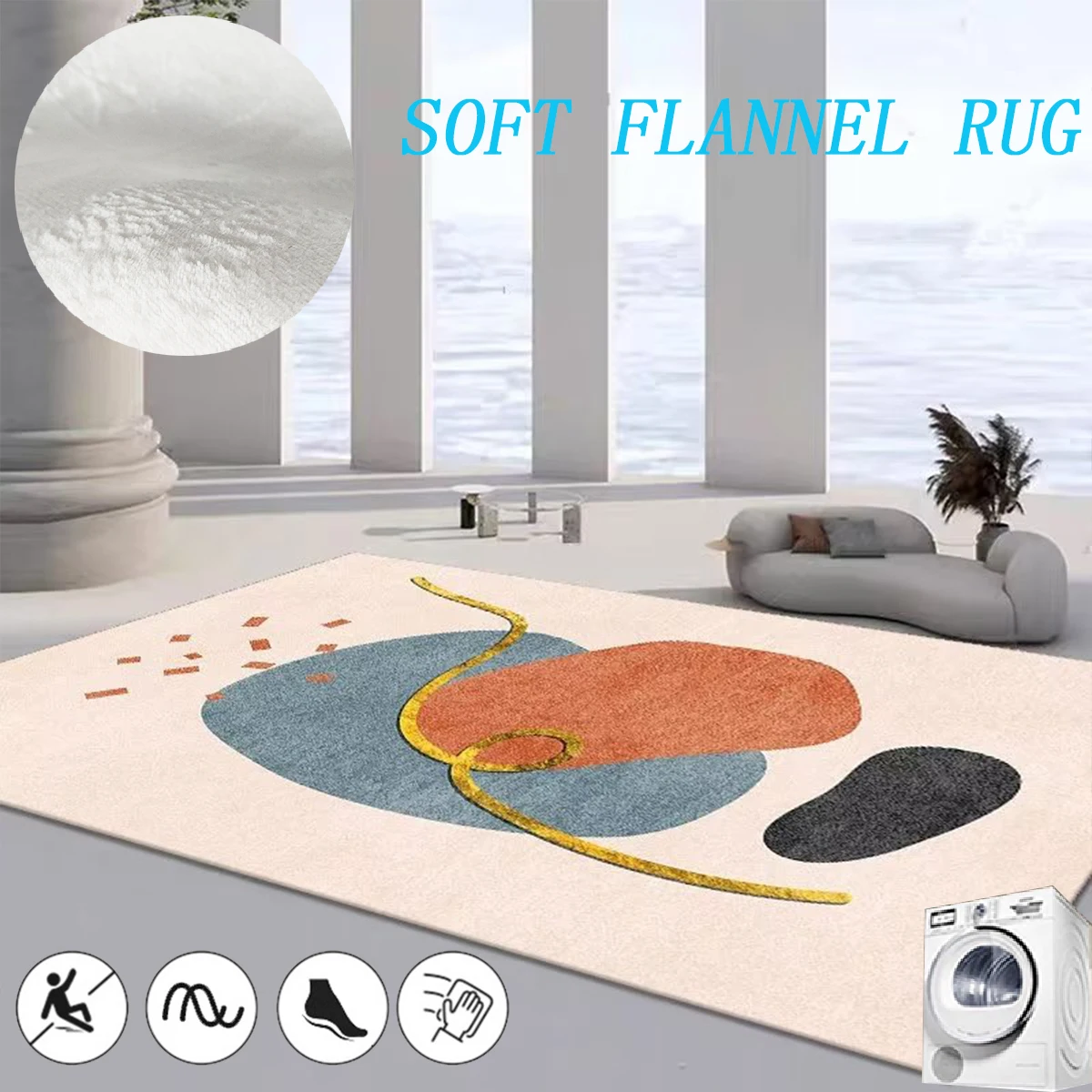 

Light Luxury Simple Living Room Decor Carpet Nordic Ins Style Cloakroom Mat Soft Flannel Rugs for Bedroom Large Area Lounge Rug