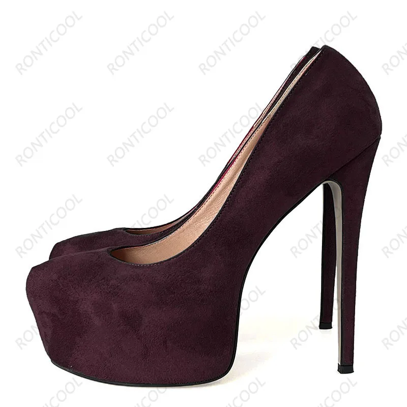 Женские замшевые туфли-лодочки на платформе с круглым носком