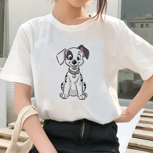 Fashion Disney Hot Selling Women T Shirt Summer 101 Dalmatians Print Female T-Shirt Dropship Short Sleeve O Neck Minimalist Tops