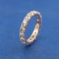 rose gold plated sparkling row eternity ring with clear cz fashion pandora style jewelry ring for women