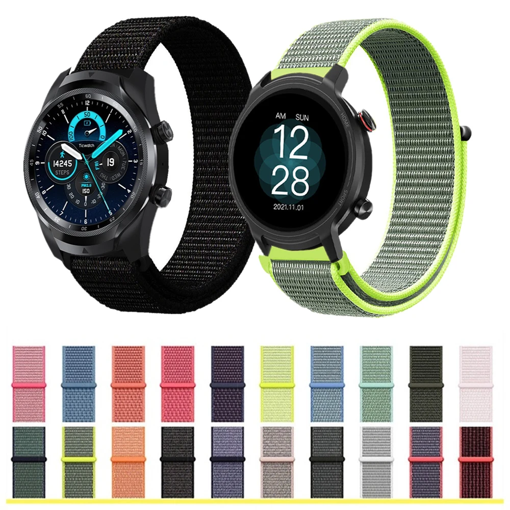 Ремешок нейлоновый Плетеный для TicWatch Pro 3 ProX GTX спортивный Воздухопроницаемый
