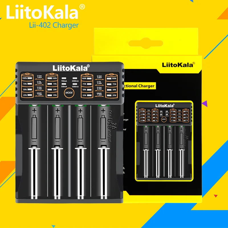 

1-5PCS LiitoKala Lii-402 18650 Smart Battery Charger 1.2V 3.7V 3.2V 3.85V for 26650 18500 18350 17500 16340 14500 Battery