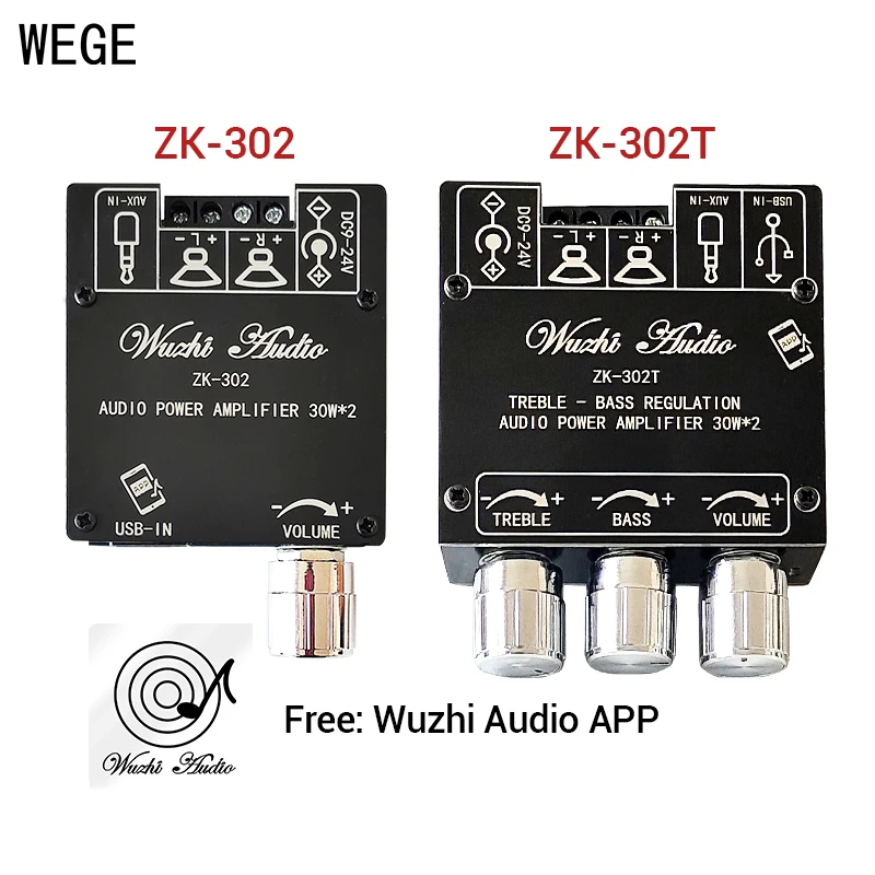 WEGE ZK-302 302T 30Wx2 2 0 канальная стерео аудио цифровая плата усилителя мощности BT 5 1