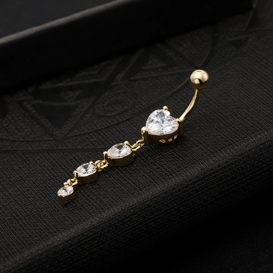 KUNIU 1 шт. модное циркониевое кольцо для живота в форме сердца женское ювелирное