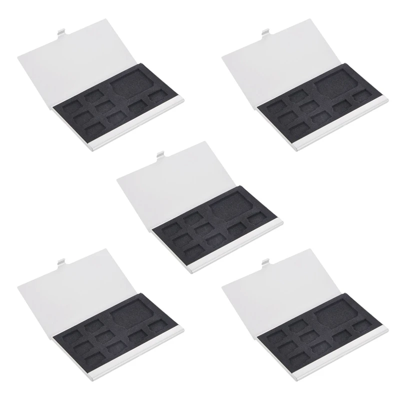 

5X 9 держатель для карт памяти Micro-SD/SD, Защитный металлический чехол, 8 TF и 1 SD