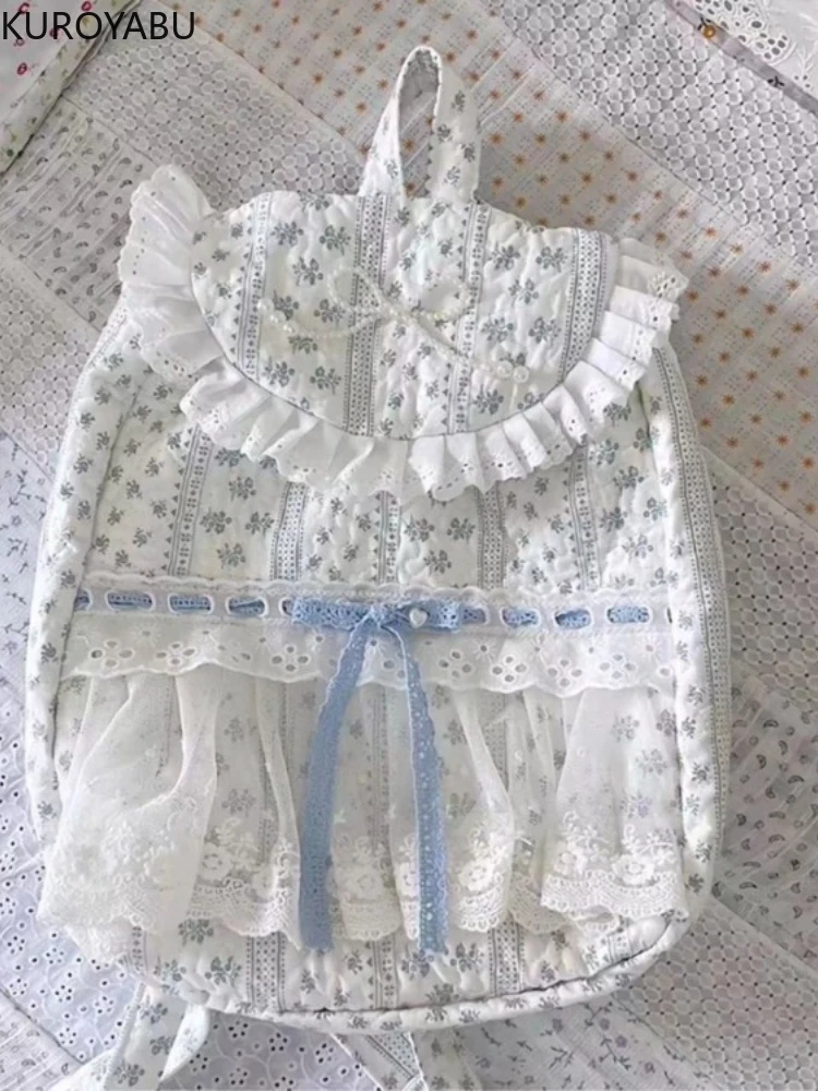 Женские рюкзаки с цветочным принтом вместительные школьные бантом Y2k модный