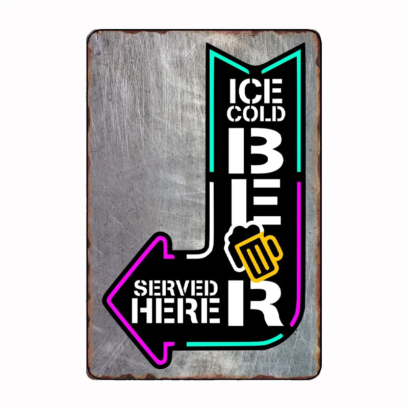 

ICE COLD BEER SCRATCH Metal Sign Poster Garage Living Room Cinema Living Custom Tin Vintage Home Decor