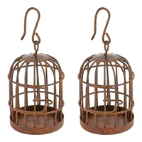 2pcs miniature bird cage cage miniature bird cage model black brown for decor accessory