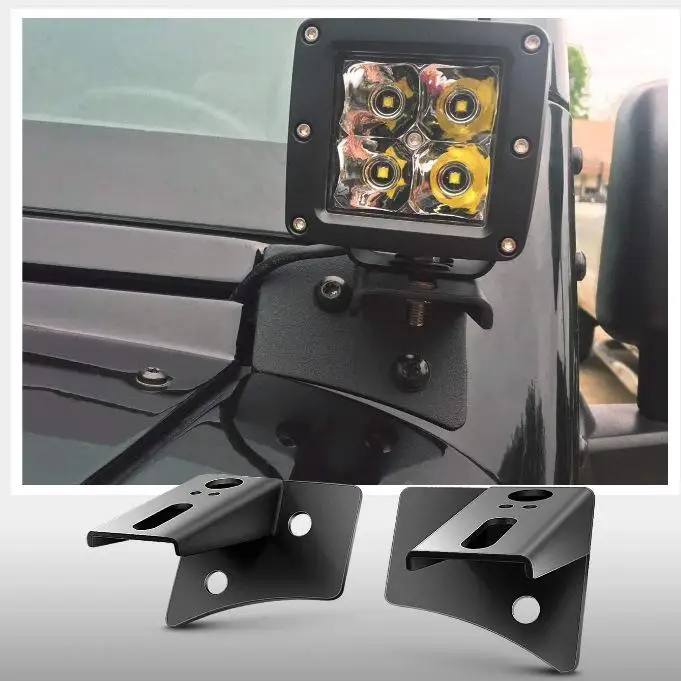 

Car A-pillar Spotlight Bracket Windshield Hinge Front Bar Auxiliary Lighting Strip Driving Light Mount Holder for 2007-2017 JK