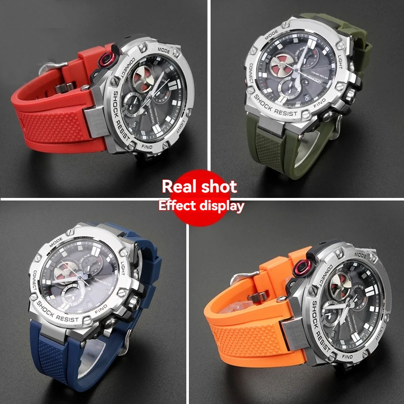 Фото Для часов Casio GST-B100D/S100G/S300/S310/410/W100 gst-210 Водонепроницаемый спортивный силиконовый ремешок для часов из смолы для мужчин №4