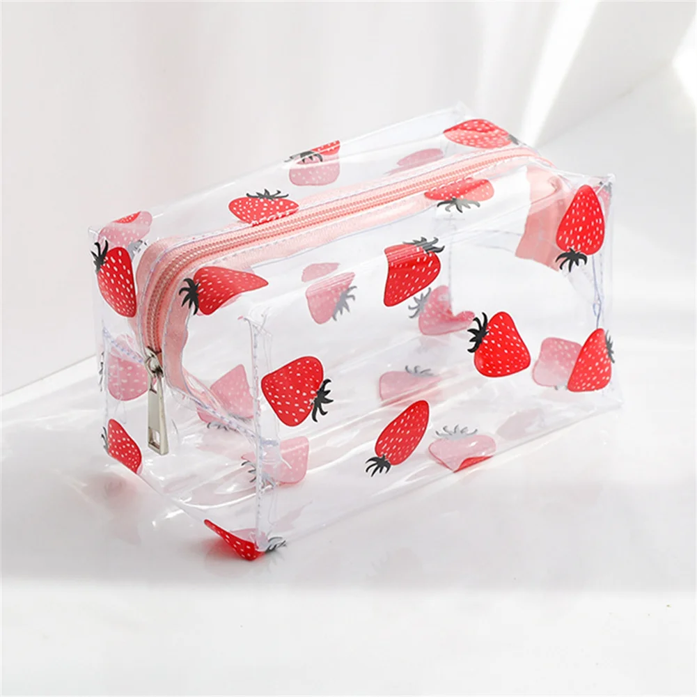 

Detachable Hand Strap High Capacity Organizing Cartoon Cute Cosmetic Bag Waterproof Pvc Transparent Storage Bag Dust-proof 1pcs