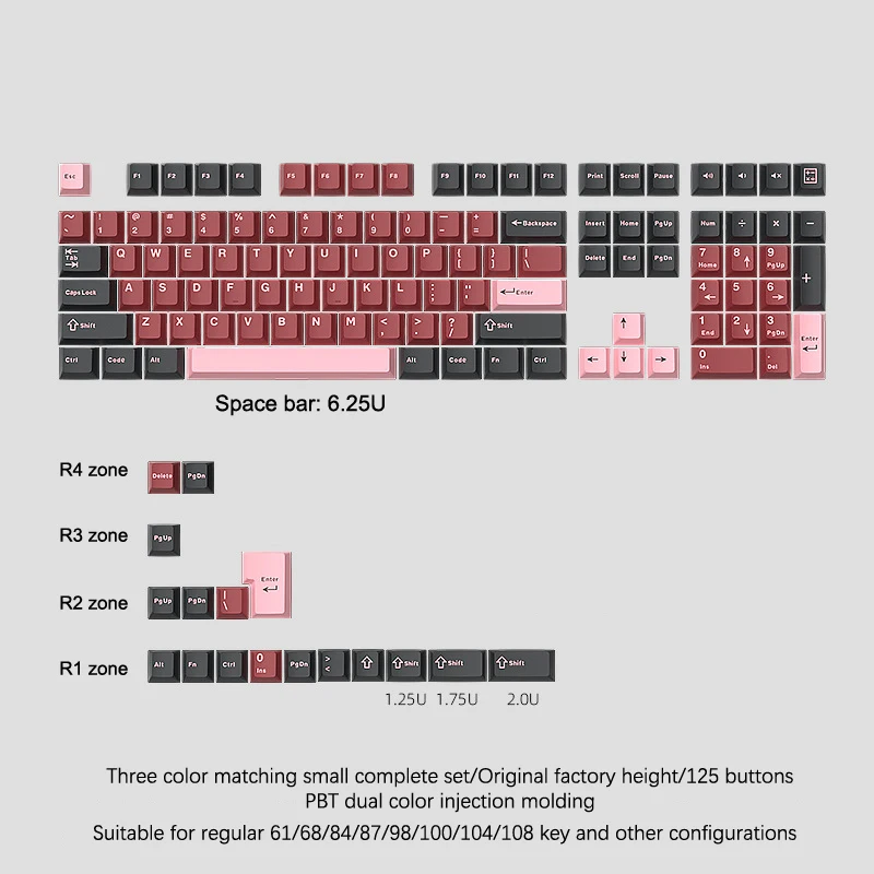 126 клавиш Double Shot Keycap PBT Cherry Механическая игровая клавиатура для MX Switch GMK67 GMK87 GMK61