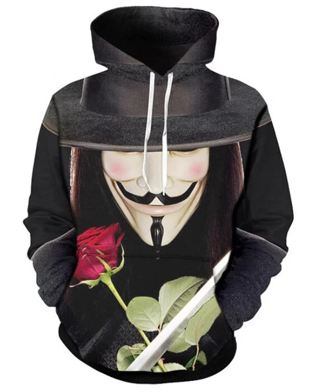 

New Fashion Women/Men 3D Print V for VendettaS Casual Hoodies Sweatshirt V01