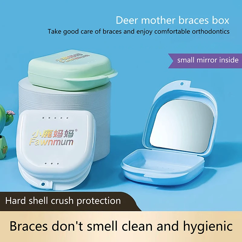 

Dental Retainer Denture Storage Box Orthodontic Small Teeth Box With Hole Mouthguard Container Oral Hygiene Dentures Care Tool