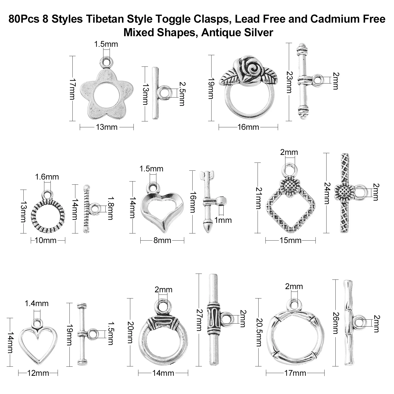 80 комплектов классические застежки для ювелирных изделий в тибетском стиле