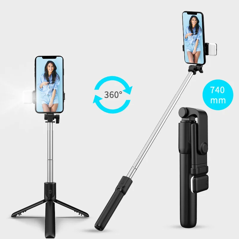 

Bluetooth Wireless Selfie Stick Mini Tripod Extendable with fill light Remote shutter For IOS Android phone Live Broadcast Sale