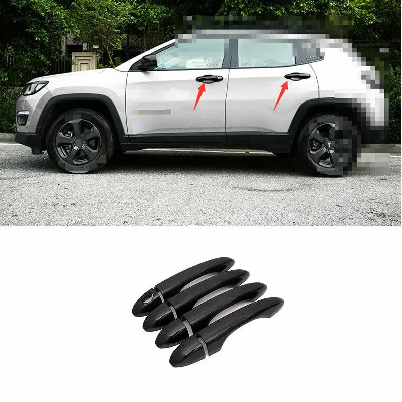 

Для Jeep Compass 2017 2018 2019 2020 ABS черная крышка для наружной дверной ручки