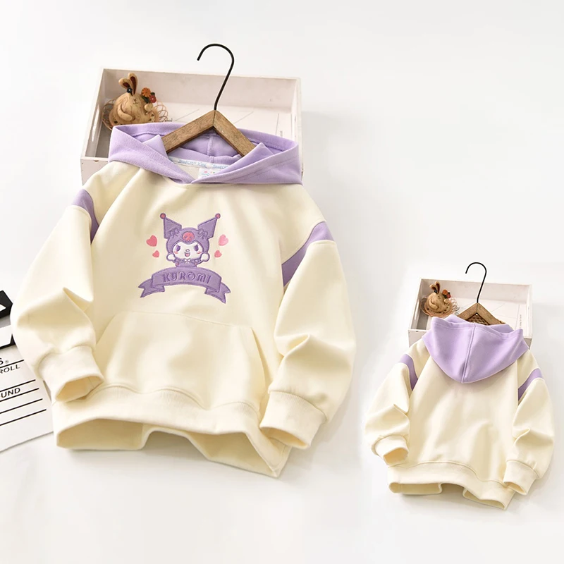 

Kawaii Sanrio Anime Kuromi Clothes Boys Long Sleeve Cute Sweatshirts Spring Autumn Sweater Cartoon Casual Girl Children Clothing