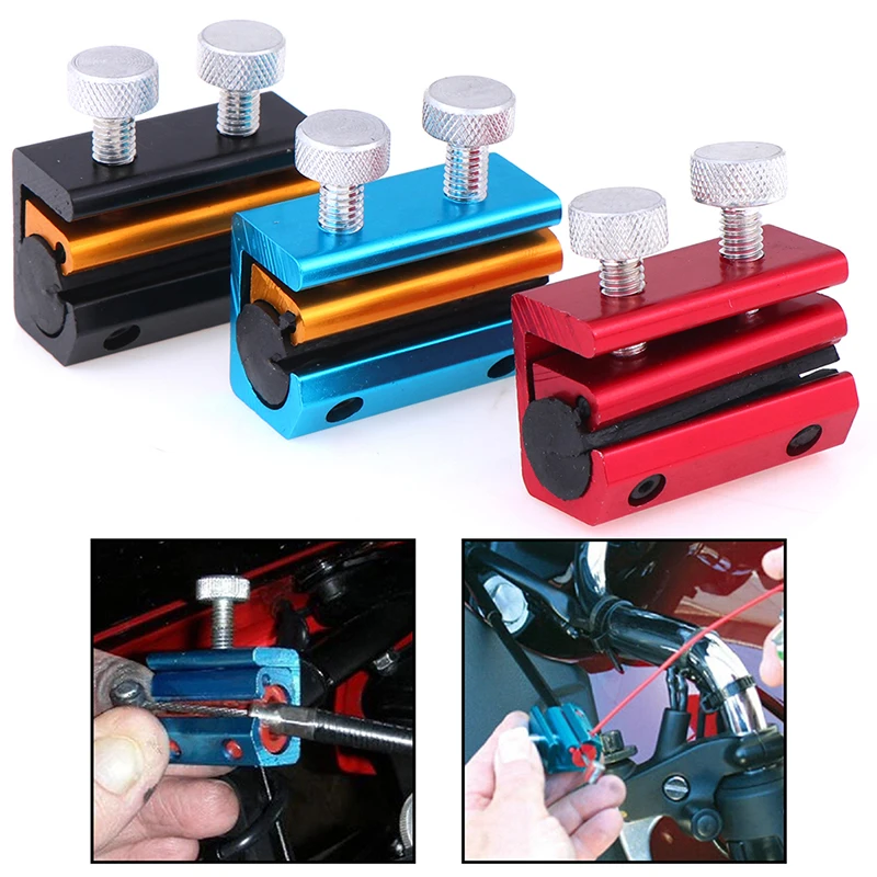 Cable lubricante de aluminio para motocicleta, herramienta de lubricación, línea de freno de engrasador, 4,2x2,8x1,8 cm, color rojo, azul y negro, 1 unidad