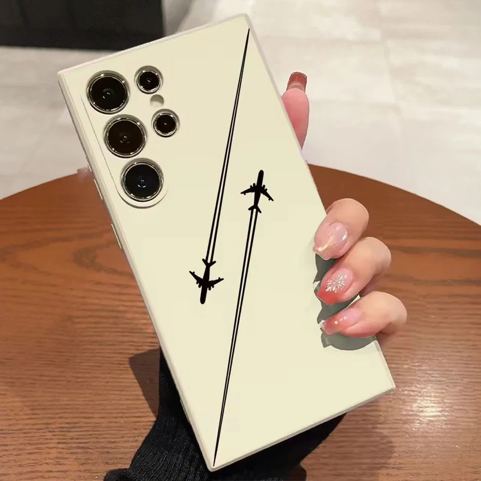 Чехол для телефона из силикагеля Samsung Galaxy S25 S24 Ultra S23 S22 S21FE S20 A55 A54 A15 A35 irplane Route Desian