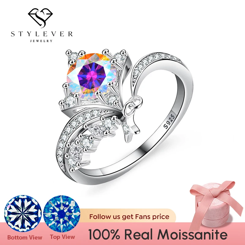 

Женское кольцо с цветным муассанитом 1 карат, из серебра 925 пробы