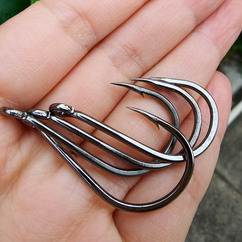 50pcs/Pack Big Eye Fishing Hook Circle Offset Fishhooks Barbed Saltwater High Carbon Steel Fish Hooks For Sea Lake River Fishing 1
