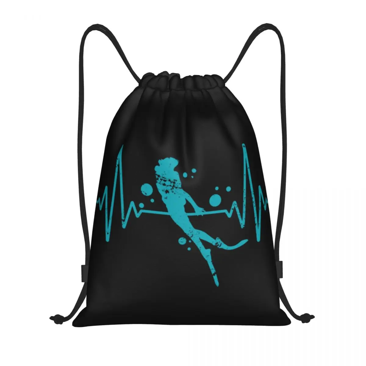 

Custom Retro Heartbeat Scuba Diver Drawstring Bags for Shopping Yoga Backpacks Men Women Diving Sports Gym Sackpack