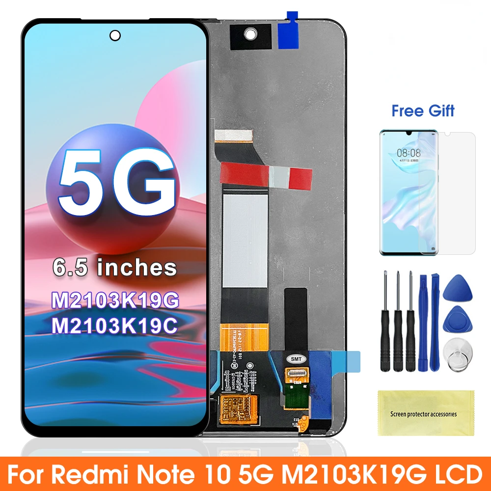 Original Redmi Note 10 5G Display Screen With Frame, for Xiaomi Redmi Note 10 M2103K19G M2103K19C Lcd Display Touch Screen