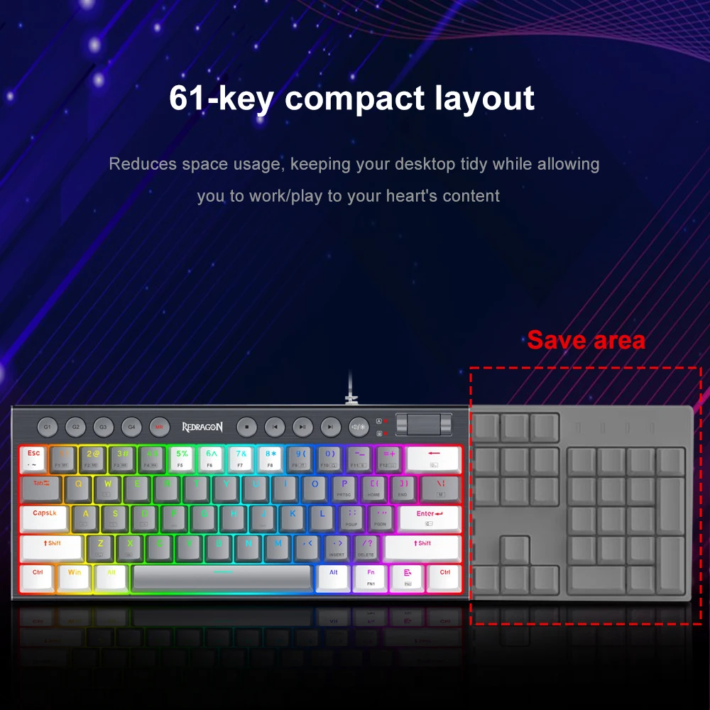 REDRAGON Soraka K647 RGB USB Mini тонкая ультратонкая Проводная Механическая игровая
