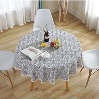 cotton linen vintage blue and white porcelain edge round tablecloth coffee table cover tea table round tablecloth picnic mat