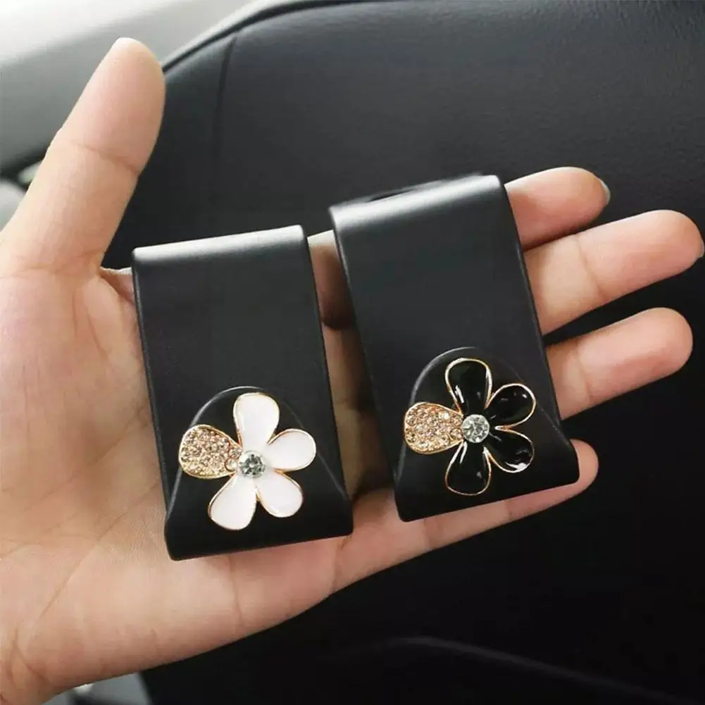 

Автомобильный крючок с жемчужинами и цветами, крючки для хранения на подголовнике автомобиля, Вешалка-органайзер для продуктов, сумочки дл...