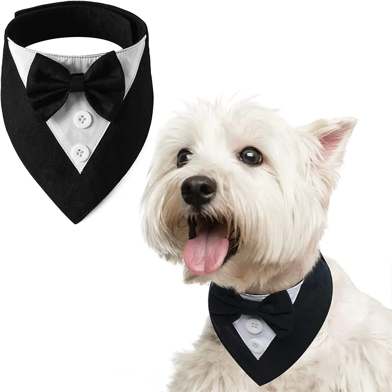 Dog Tuxedo Formal Dog Wedding Bandana with Bow Tie Dog Birthday Costume Adjustable Pet Party Tux Dog Wedding Attire Dog Scarf