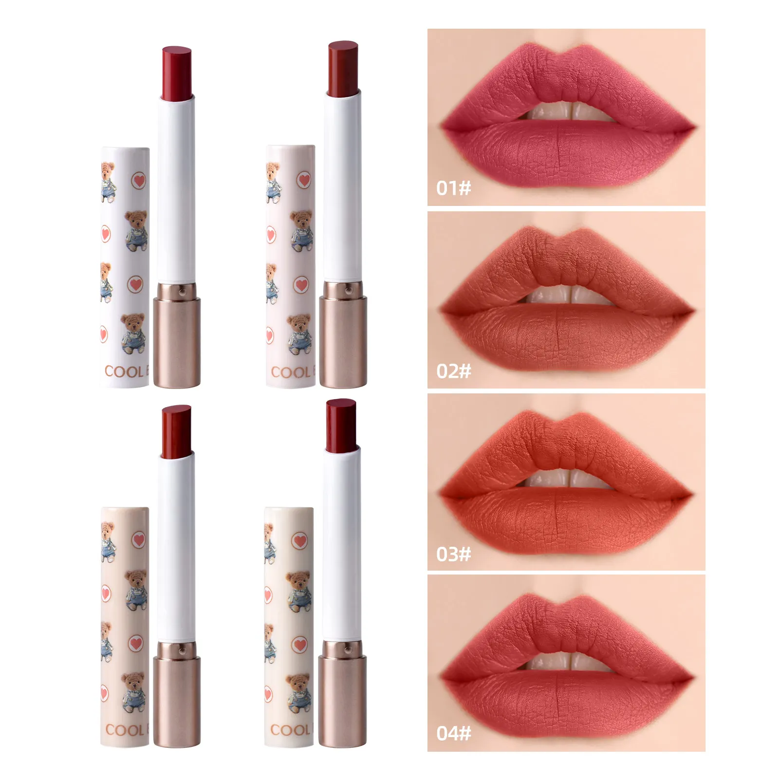 

4pcs/set High Quality Long-Lasting Waterproof Lipstick Smooth Makeup Lips Red Women Cosmetic Lipgloss Rich Easy To Apply