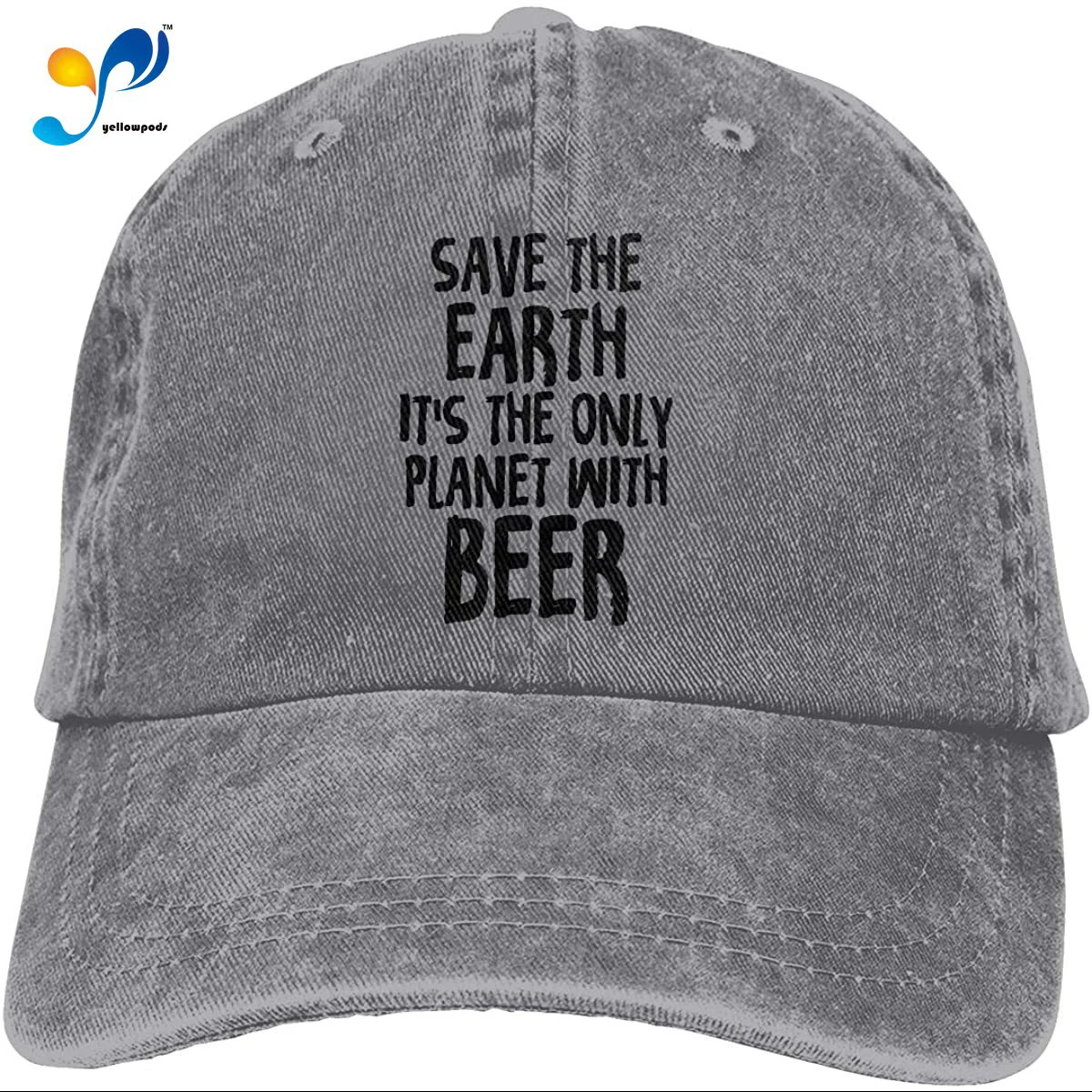 

Бейсболка с потертостями, Регулируемая Кепка из твила с надписью «Save The Earth Is The Only», Beer1, с рисунком юмора и ироны, подарок для взрослых, серый ...