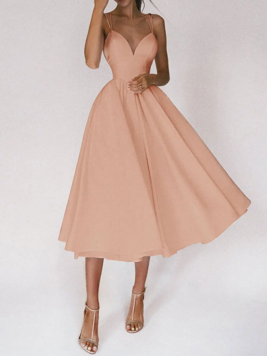 

2022 Women's Multi-Color Suspenders Sexy Big Hem Dress Elegant Banquet Wedding Party Dress Fashion Sleeveless V-Neck Long Dress