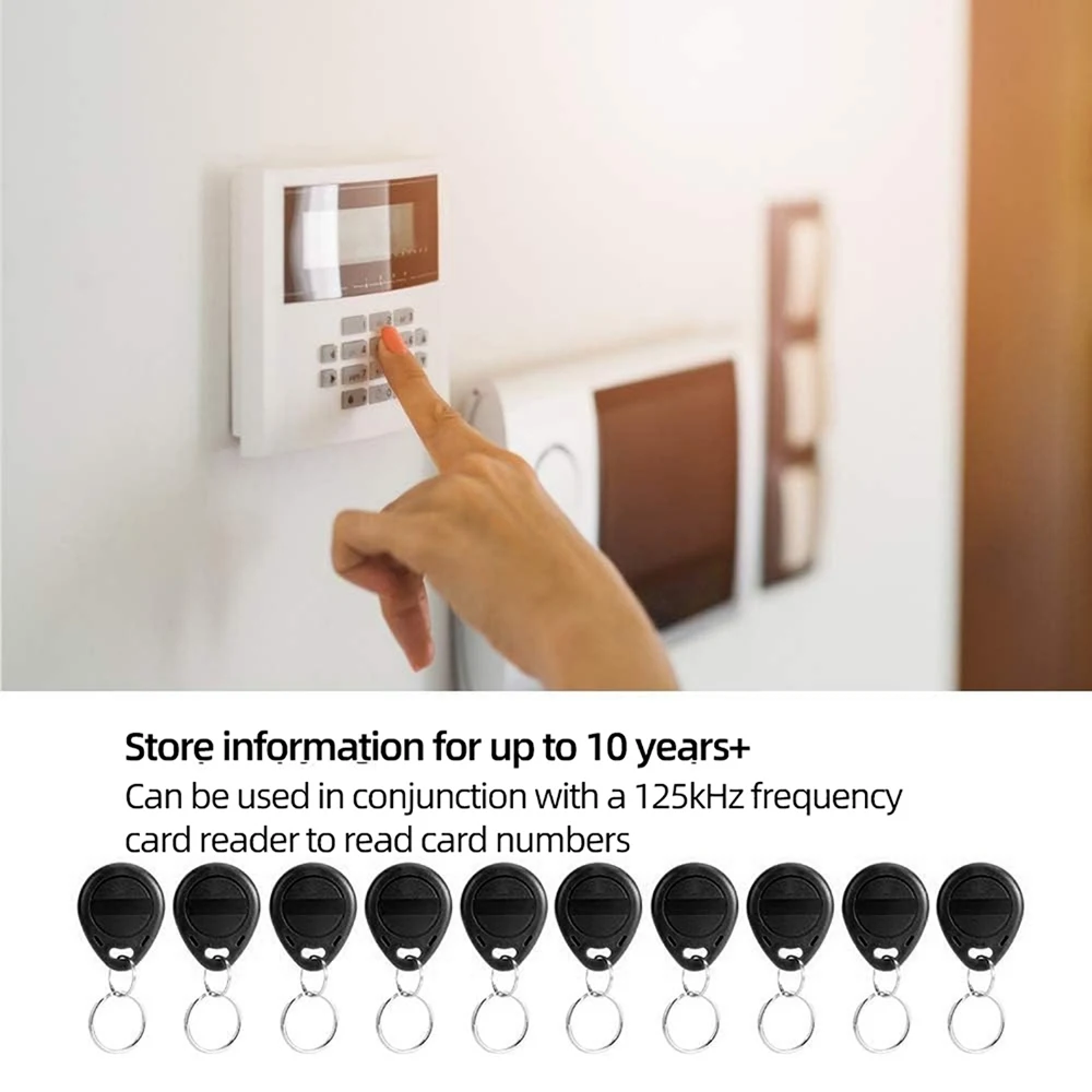 Фото RFID-брелок EM4100, совместимый с идентификационным считывателем 125 кГц для входной двери и карты замка безопасности, только для чтения №5