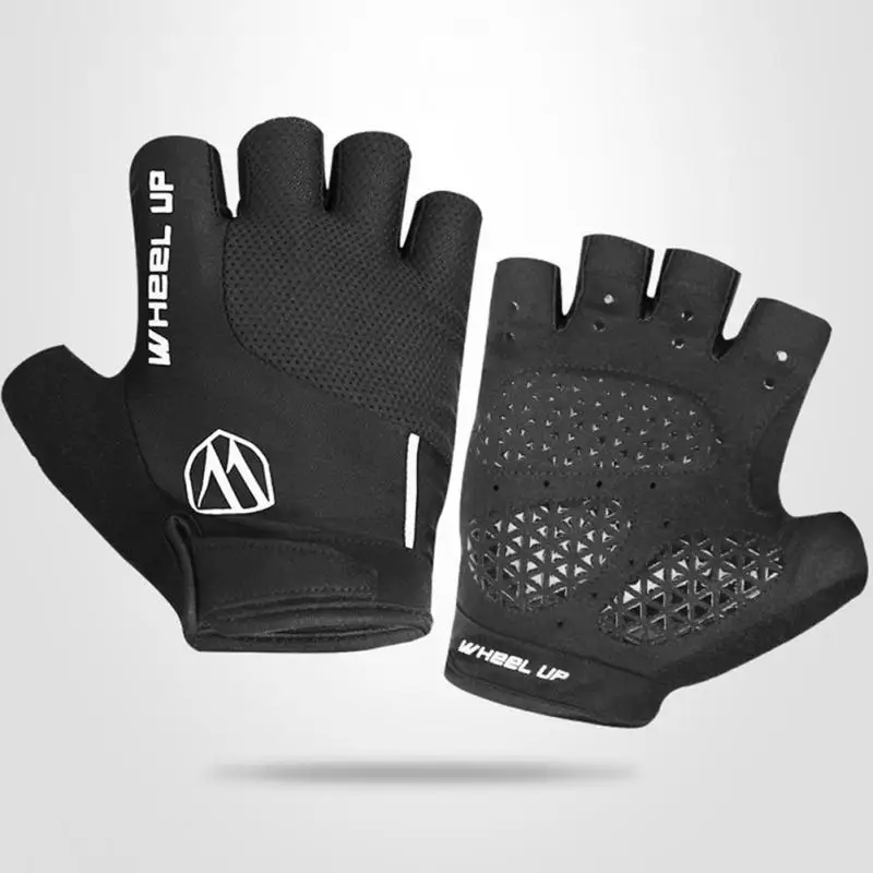 

WHEEL UP Cycling Gloves Half Short Finger PU Leather Anti-slip SBR Palm Pad Shock Absorbing Sweat Towel Cloth Bicycle Gloves