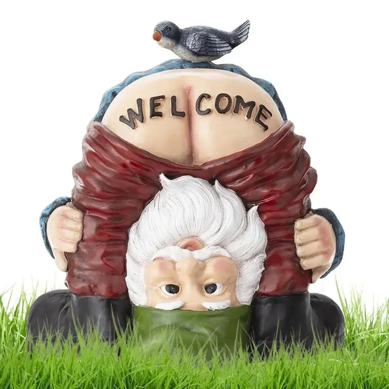 

Funny Garden Gnomes Welcome Gnome Figurines Lawn Ornaments Handstand Gnome Statue Funny Garden Gnomes Decor Non Fading Small For