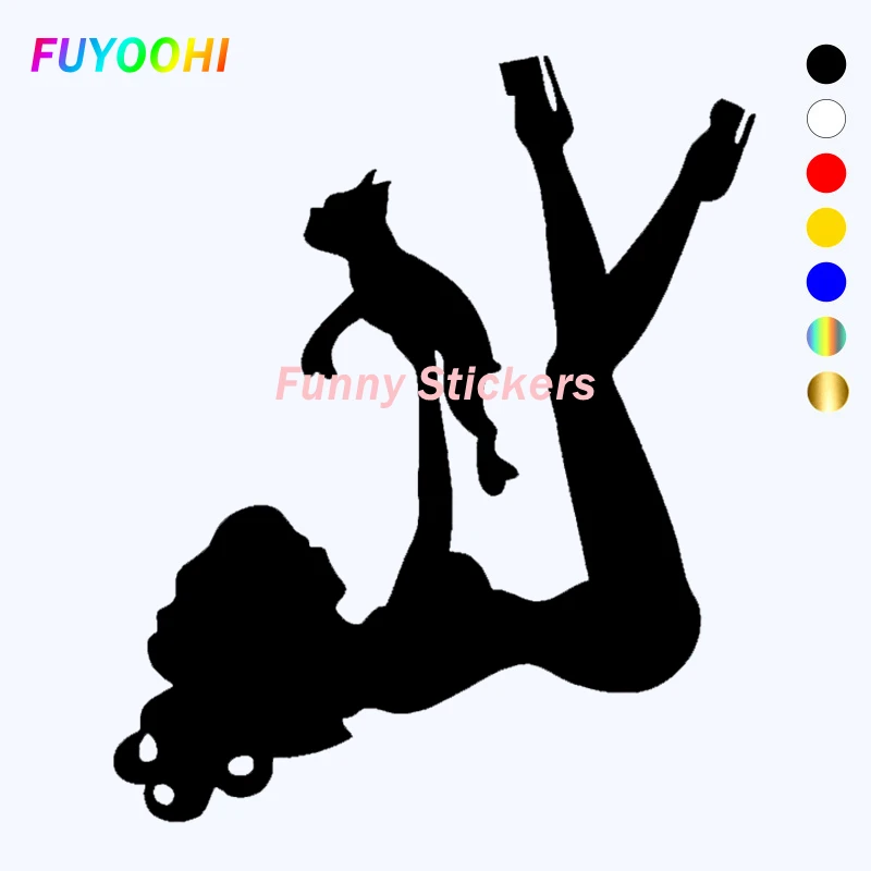 

FUYOOHI Play Stickers Various Colors Girl with A Dog Vinyl Decal PVC Car Sticker Waterproof Auto Decors on Bumper Window Laptop