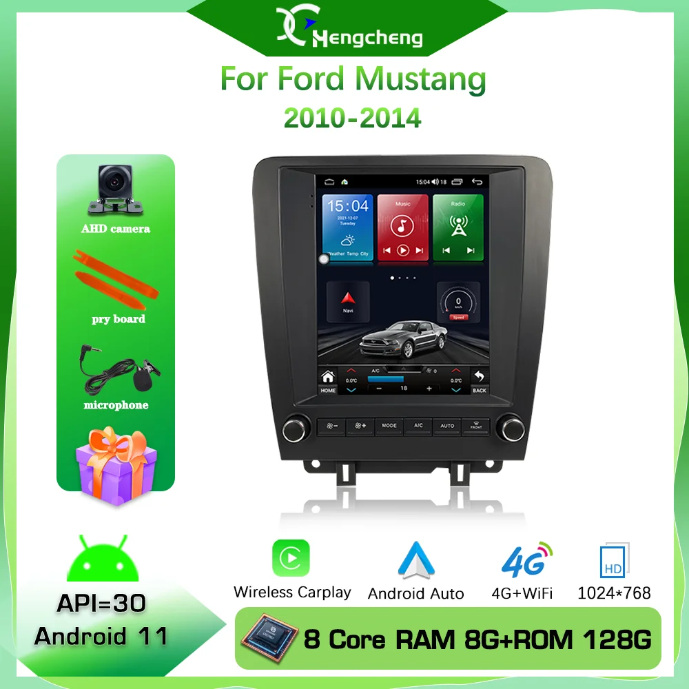 

Автомобильный мультимедийный плеер для Ford Mustang 10,4-2010, 2014 дюйма, GPS-навигация, радио, Android 10, 8 + 128G Carplay, 4G, LTE, RDS, Wi-Fi