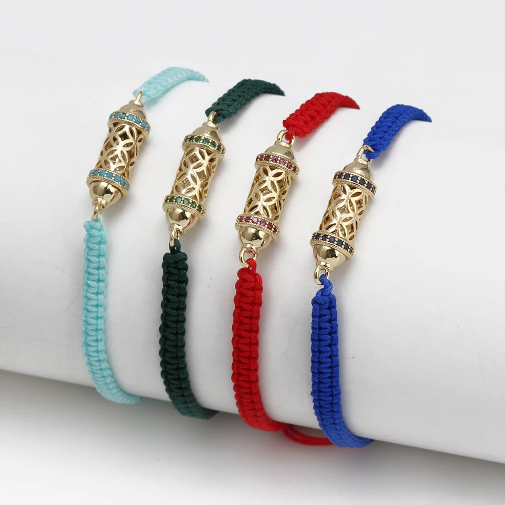 

Wish Card Pattern Hollow Copper Bead Bracelet Braided Rope Bracelet For Women Fashion Party Jewelry Gift Adjustable Bracelet New