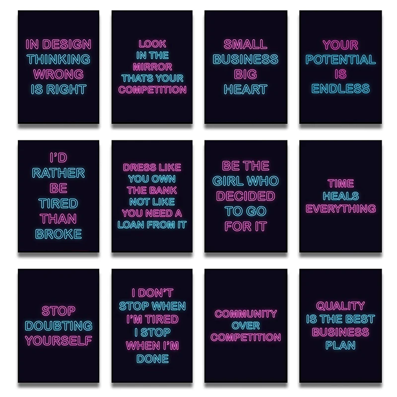

Neon Motivation Quote Posters and Prints Wall Art Canvas Painting Wall Art Pictures for Living Room Cuadros Home Decoration