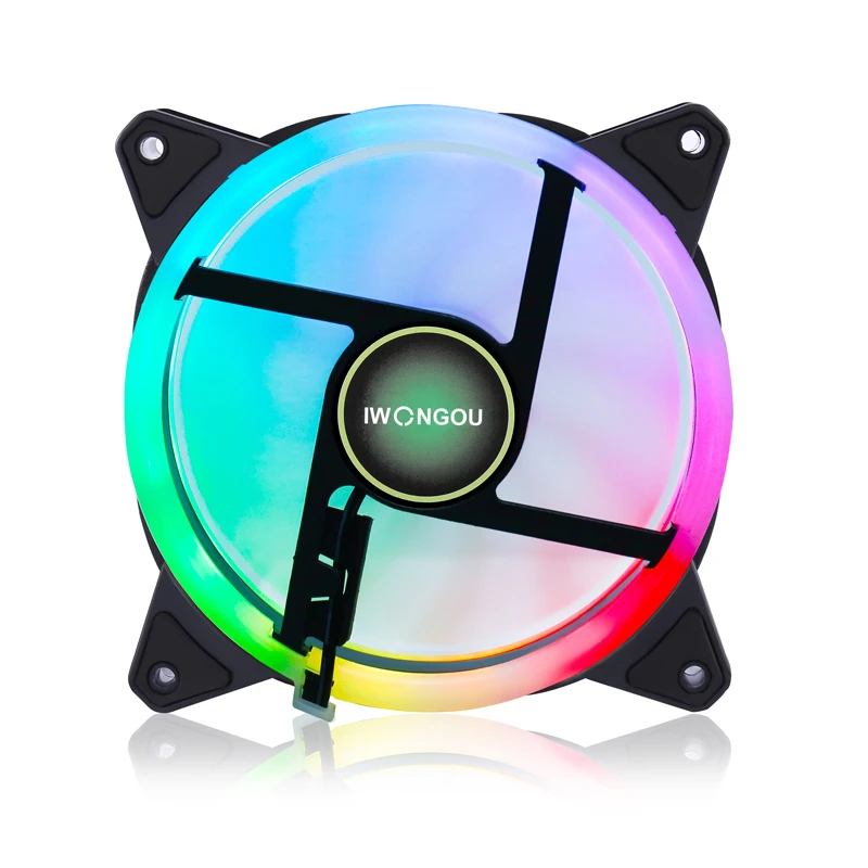 iwongou aura sync rgb fan 120mm pc cooler adjustable speed adjust led 12cm kit 6 in1 argb computer case fan controller free global shipping