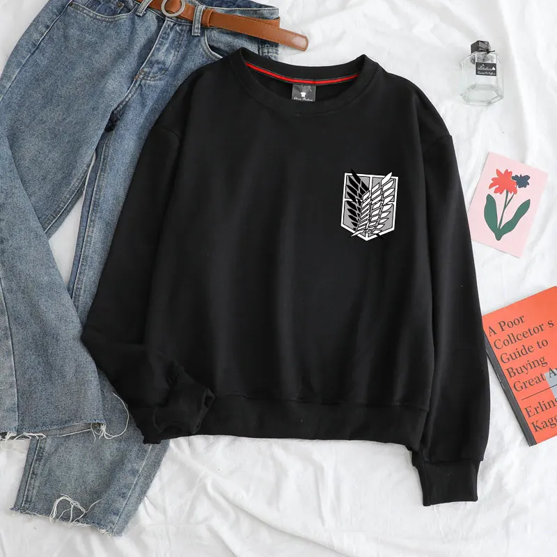 

Женские толстовки y2k с рисунком из аниме «атака на Титанов», тонкие пуловеры с круглым вырезом, повседневные толстовки в стиле Харадзюку, же...