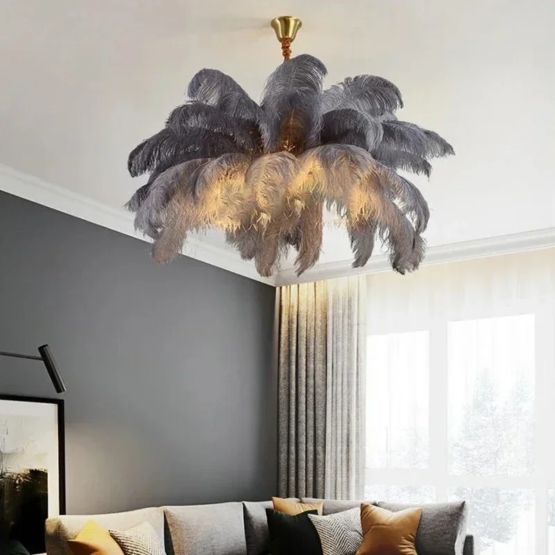 Фото Плафонье LED en Plumes d'Autruche au Design Nordique, Светильник Décoratif d'Nik, Idéal pour un Salon ou une Chambre à Coucher №5