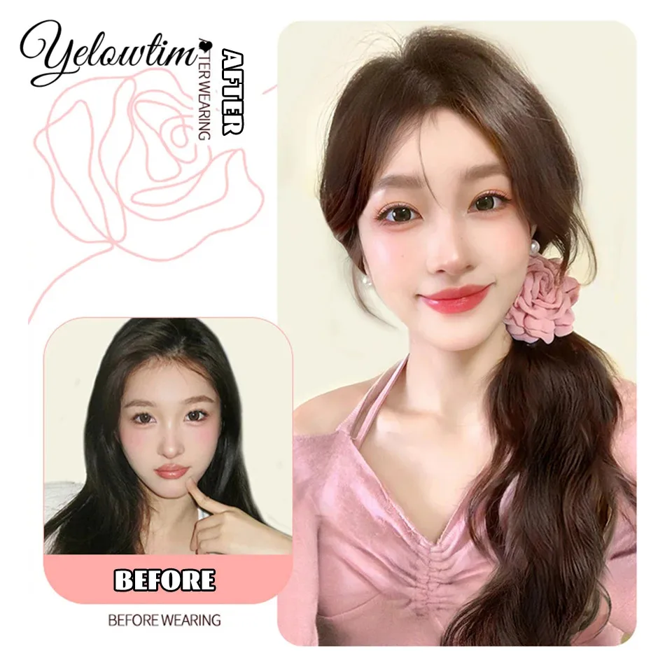 Заколка в виде розовых когтей волнистые наращивания хвоста кусок волос из