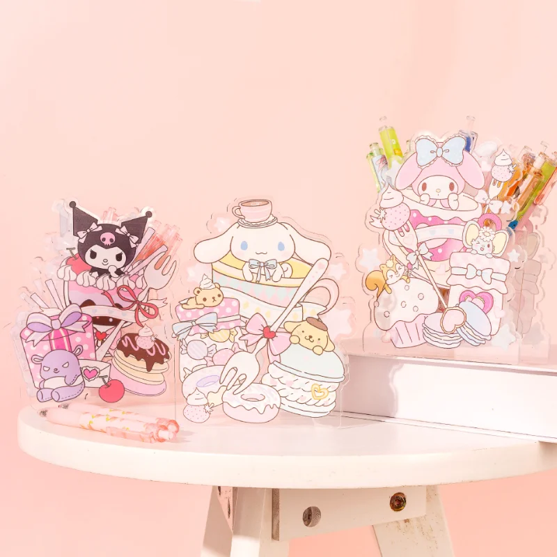 

Kawaii Sanrioed аниме мультфильм серия mymelody Kuromi Cinnamoroll милый модный акриловый держатель для ручек многофункциональный ящик для хранения