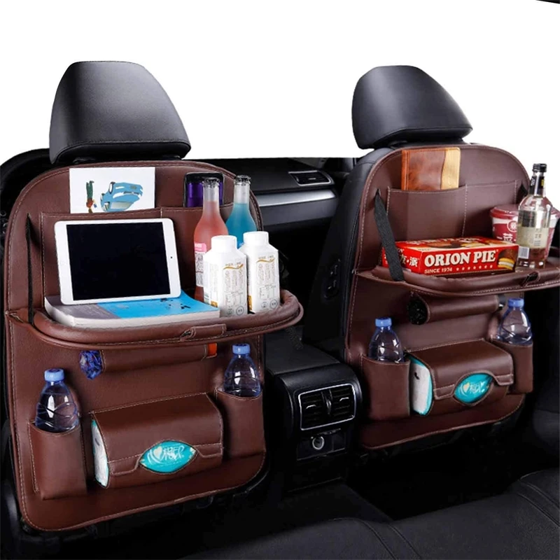 

Car Back Seat Organizer Storage Bag with Foldable Table Tray Tablet Holder Tissue Box Auto Back Seat Bag Protector Accessories